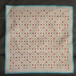 Celine Multicolor Silk Scarf with Blue Border